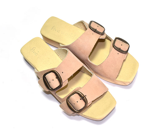 Pair of pink strapped platform sandal