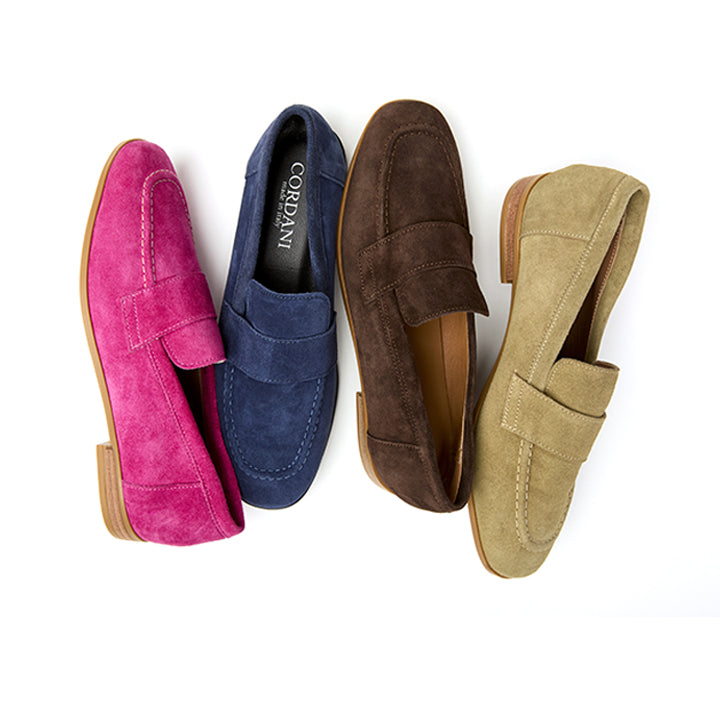 Four loafers in varying colors