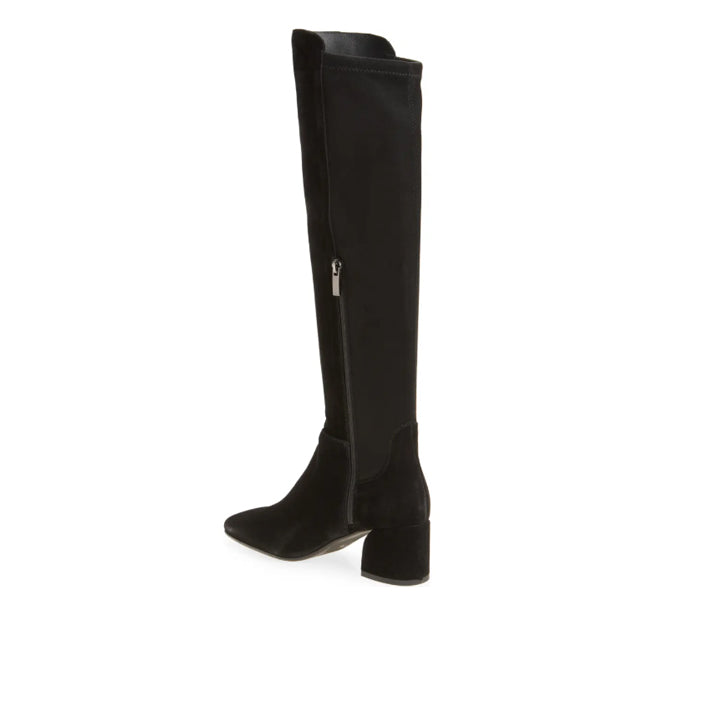 Black knee-high boot on a white background