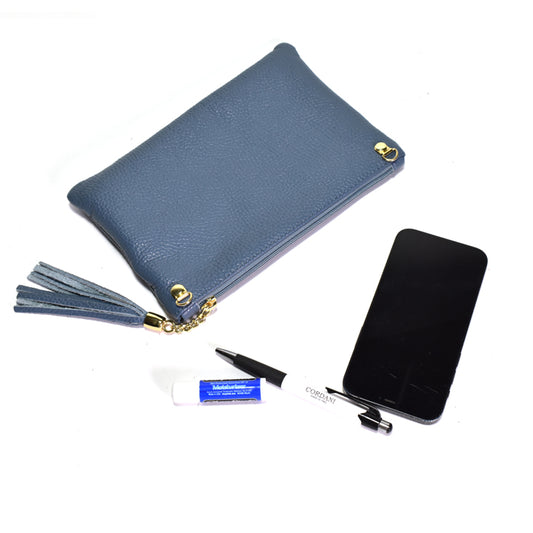 blue clutch bag