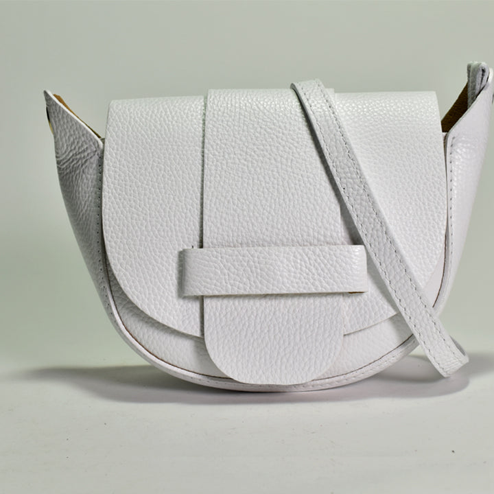 white crescent crossbody bag