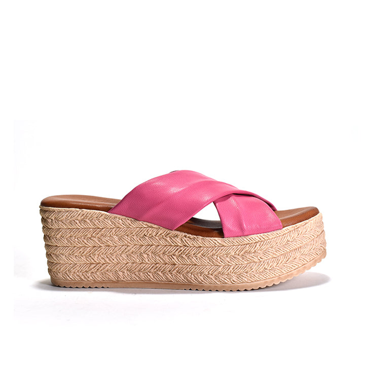 pink and tan platform sandal