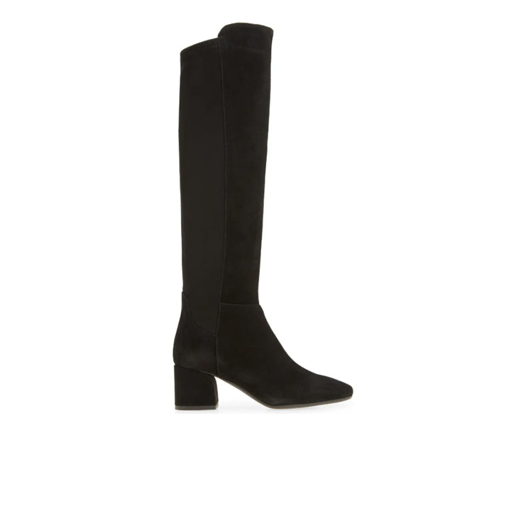 Black knee-high boot on a white background