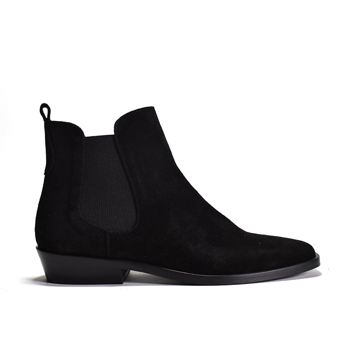 black suede bootie