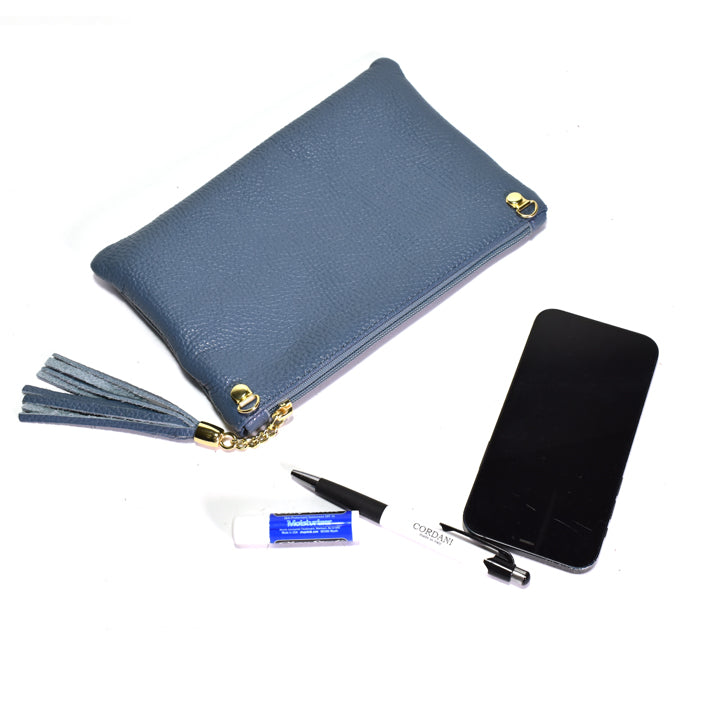 blue clutch bag