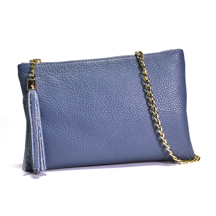 blue clutch bag