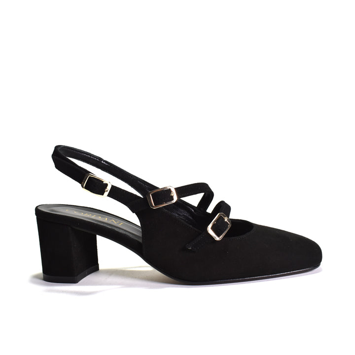 Sling back pump with buckle detail 