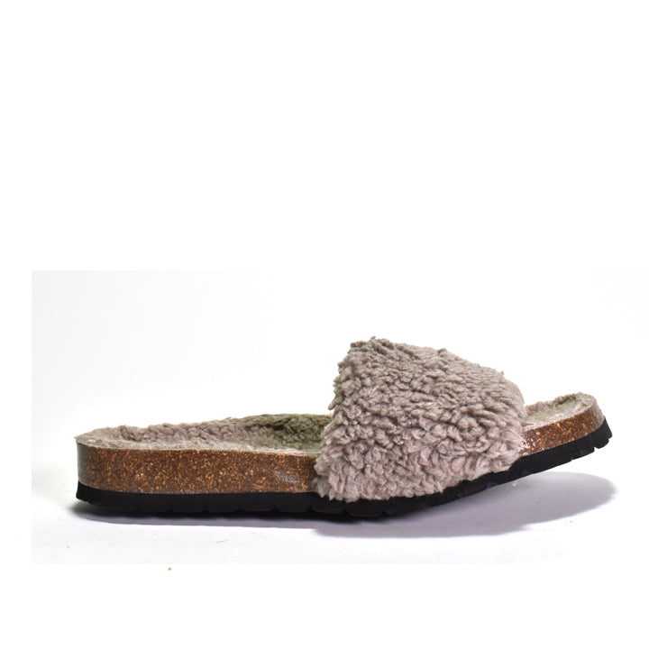 Slipper with fuzzy texture on a white background