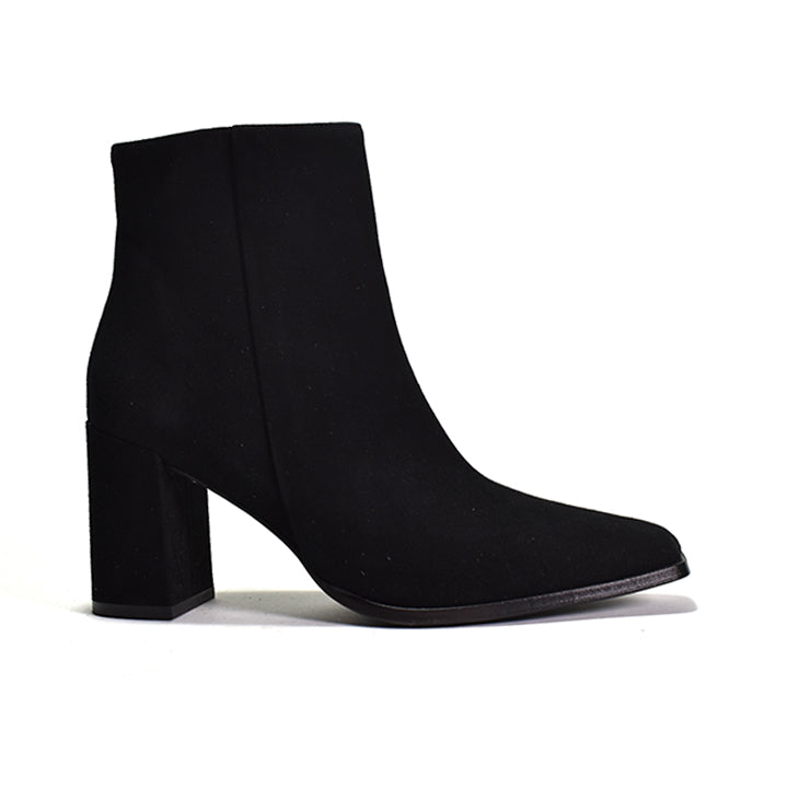 Black ankle boot on a white background