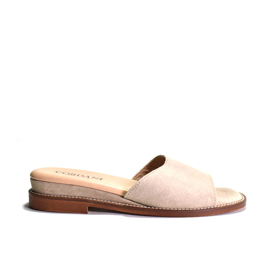 Beige sandal with brown sole on a white background