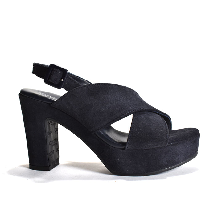 Navy platform sandal on a white background