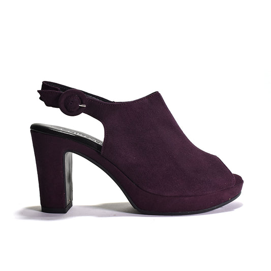 eggplant colored sling back platform heel